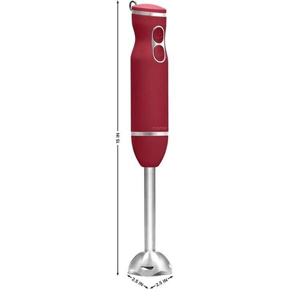 Chefman Kitchen Immersion 300 Watt Red Stick Hand Blender Stainless Steel Blades - Picture 4 of 5
